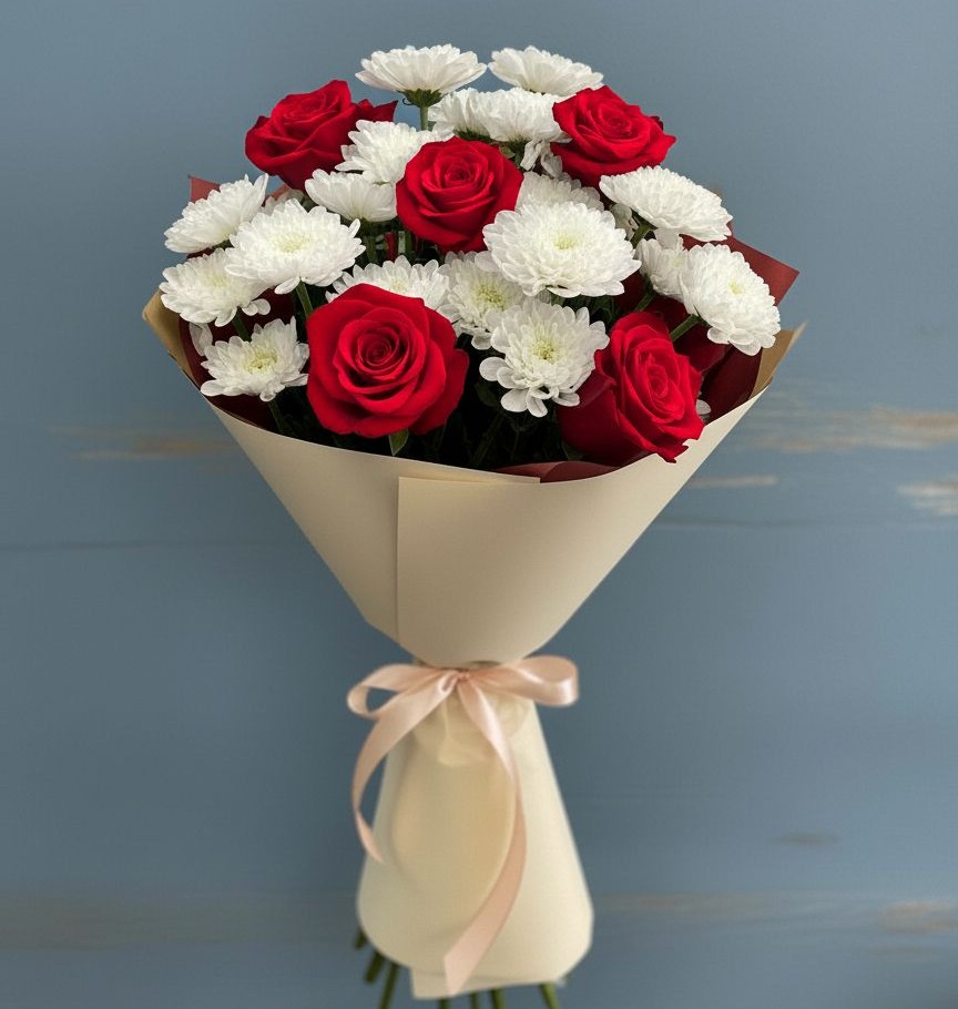 Букет цветов из: Розы и Хризантемы в Хатунь