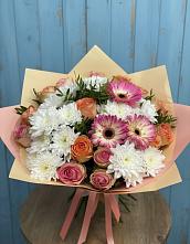 Букет цветов из:  Розы, Герберы и Хризантемы в Хатунь