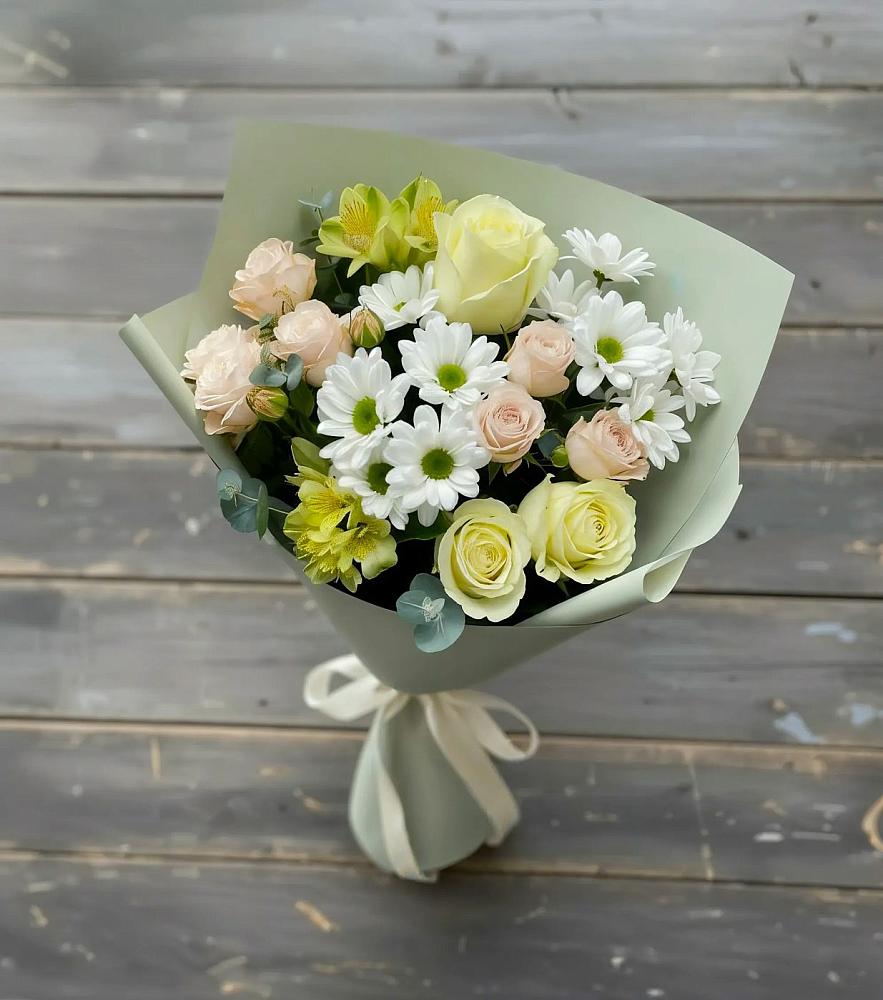 Букет цветов из: Альстромерии, Розы и Хризантемы в Хатунь