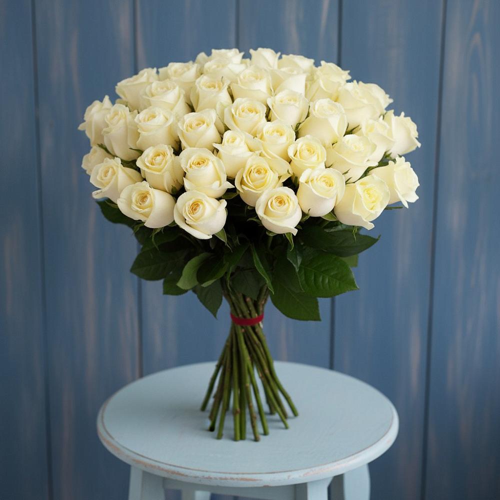 Букет 51 Белая роза Эдлесс Лав в Хатунь