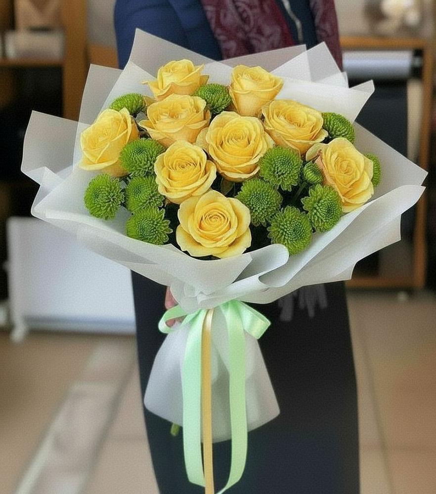 Букет цветов из: Хризантемы и Розы в Хатунь