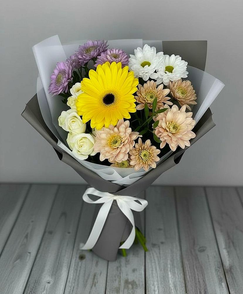 Букет цветов из: Розы, Герберы и Хризантемы в Хатунь