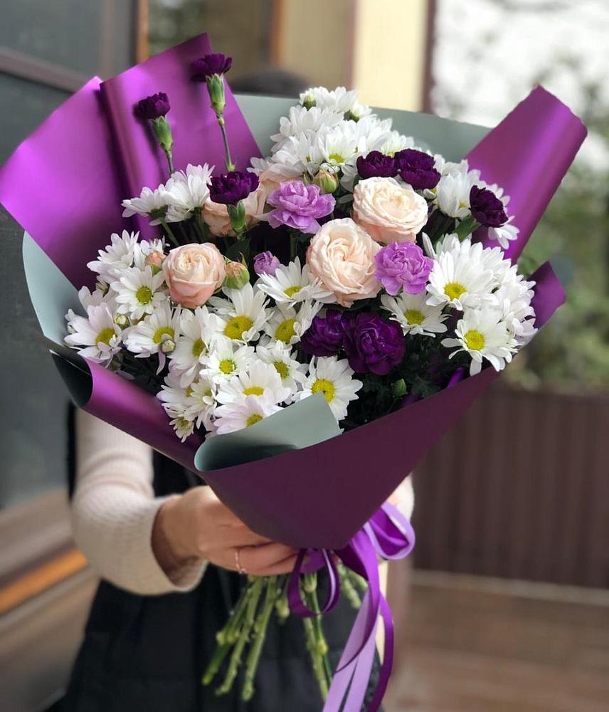 Букет цветов из: Хризантемы, Гвоздики и Розы в Хатунь