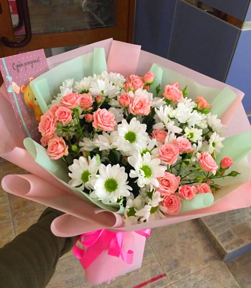 Букет цветов из: Розы и Хризантемы в Хатунь