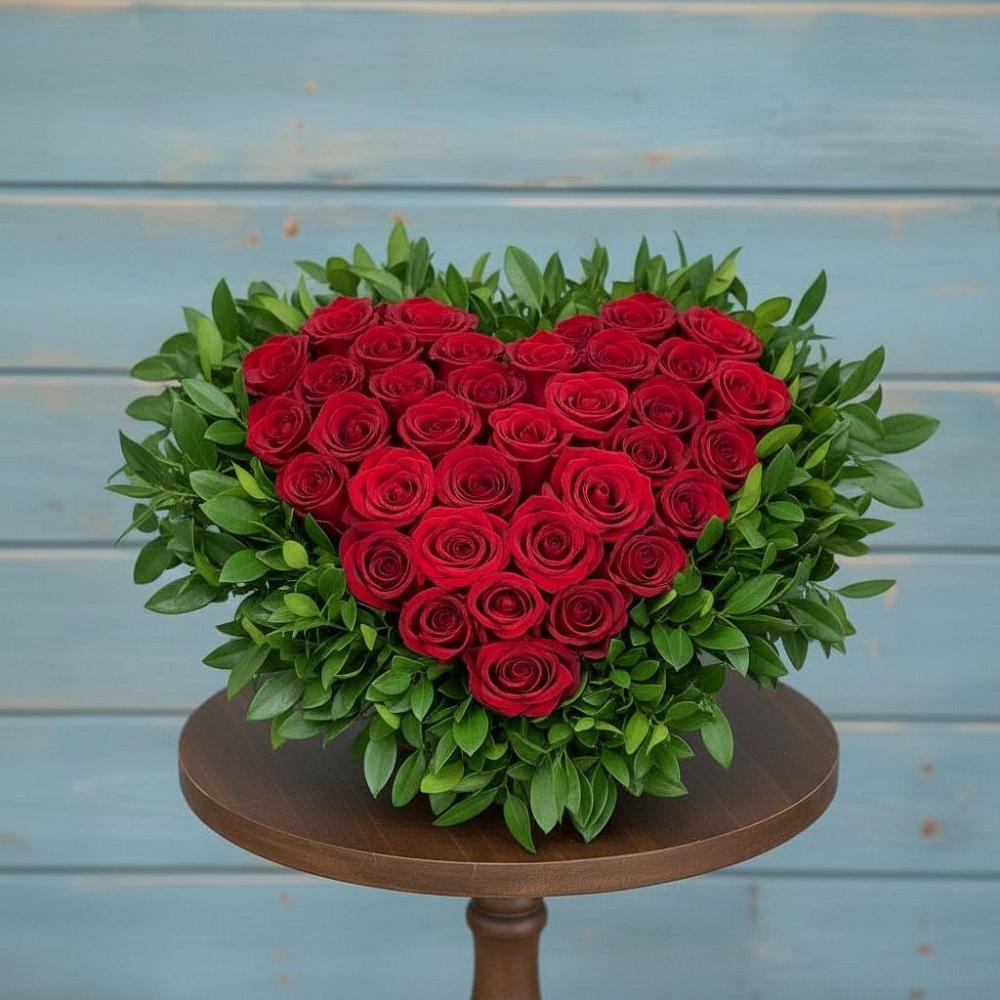 Цветочная композиция из Розы в виде сердца в Хатунь