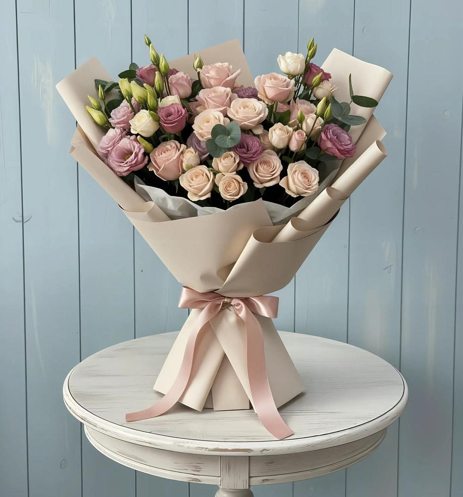 Букет цветов из: Розы и Лизиантусы в Хатунь