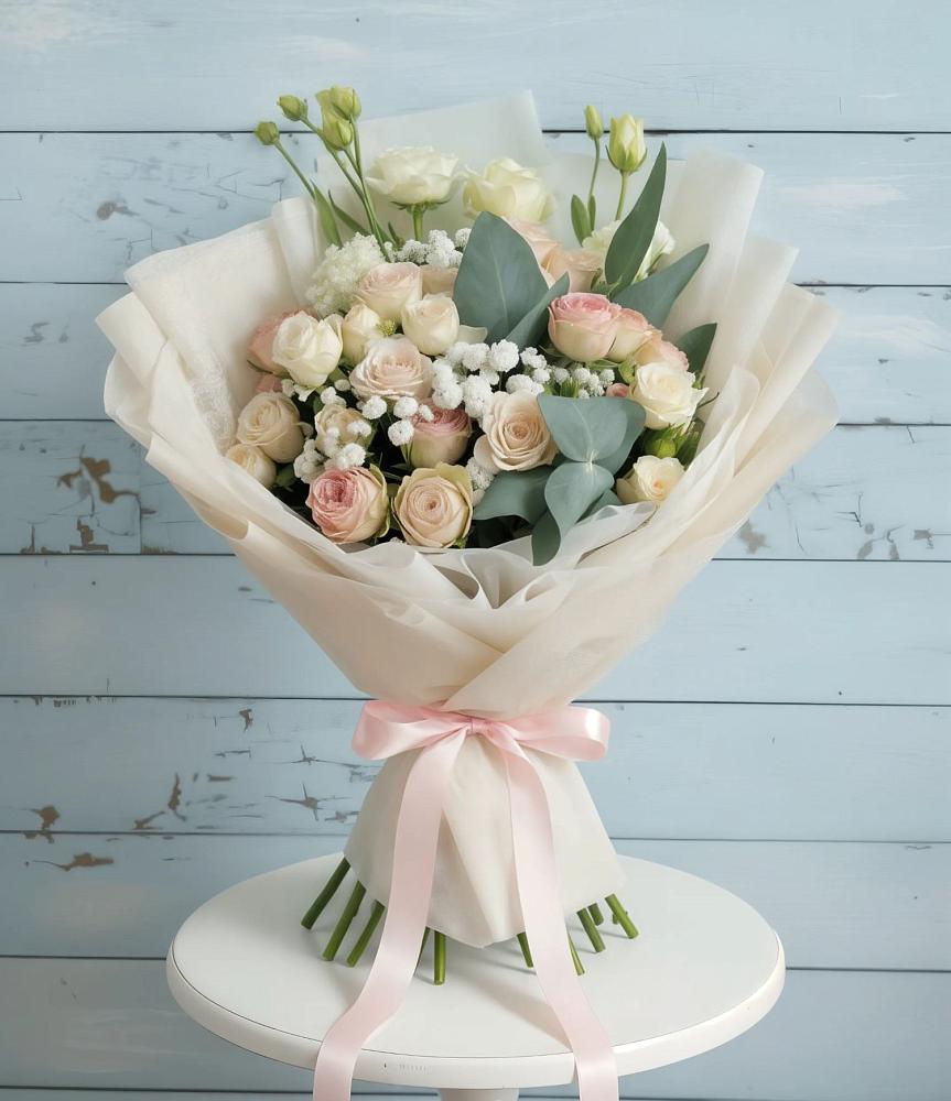 Букет цветов из: Розы и Лизиантусы в Хатунь