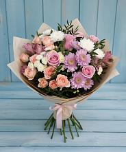 Букет цветов из:  Хризантемы, Розы и Альстромерии в Хатунь