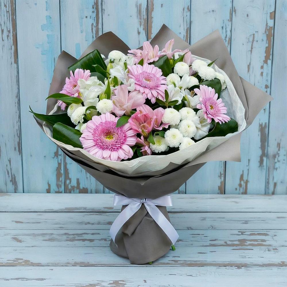 Букет цветов из: Герберы, Альстромерии и Хризантемы в Хатунь