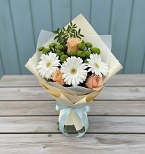 Букет цветов из:  Герберы, Розы и Хризантемы в Хатунь